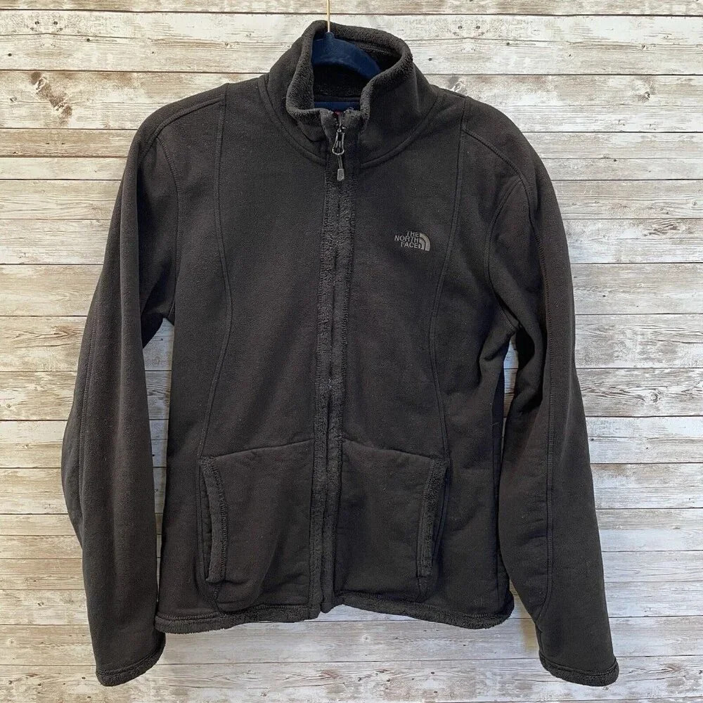 The North Face‎ Womens M Jacket Black Fleece Full Zipper w/ Pockets Cinch Base